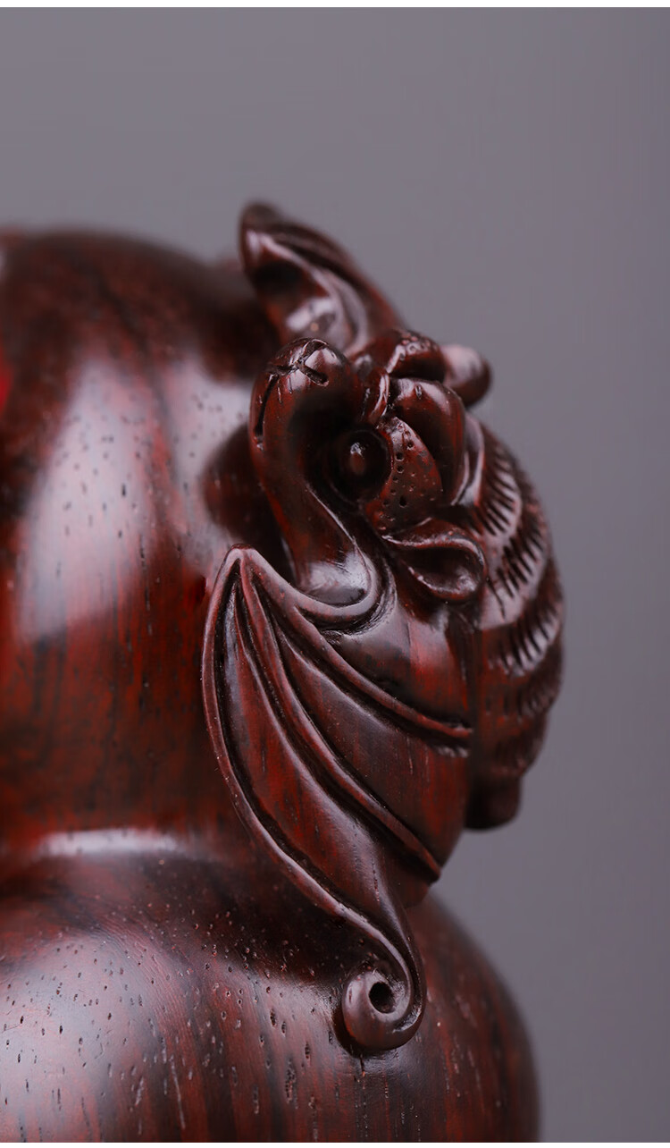 蝙蝠葫芦福禄手把件 印度小叶紫檀木手工雕刻男士随身把玩物件【图片