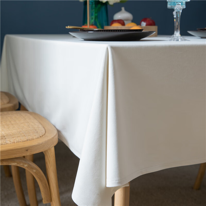 西餐桌布长桌天鹅绒桌布垂感好轻奢西餐桌布艺长方形丝绒北欧白色台布