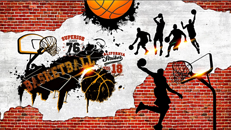 篮球nba球馆8d墙纸主题风格墙布背景墙壁纸涂鸦18d墙布名人堂壁布款式