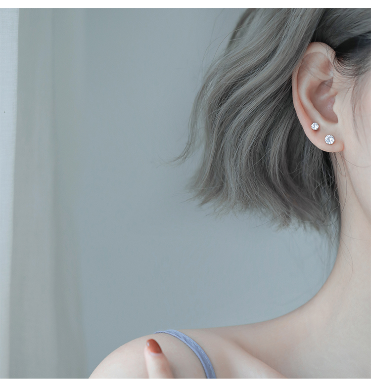 适合小耳垂的925银耳钉单钻女生简约小巧小耳垂耳环睡觉免摘养耳通体