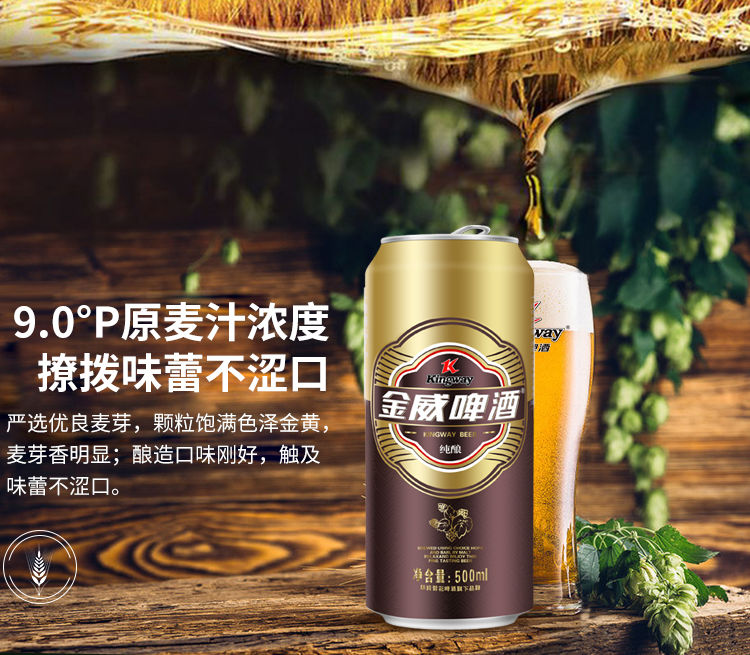 金威國威純生純釀啤酒9度500ml24瓶罐裝青島啤酒整箱特價批發9p金威