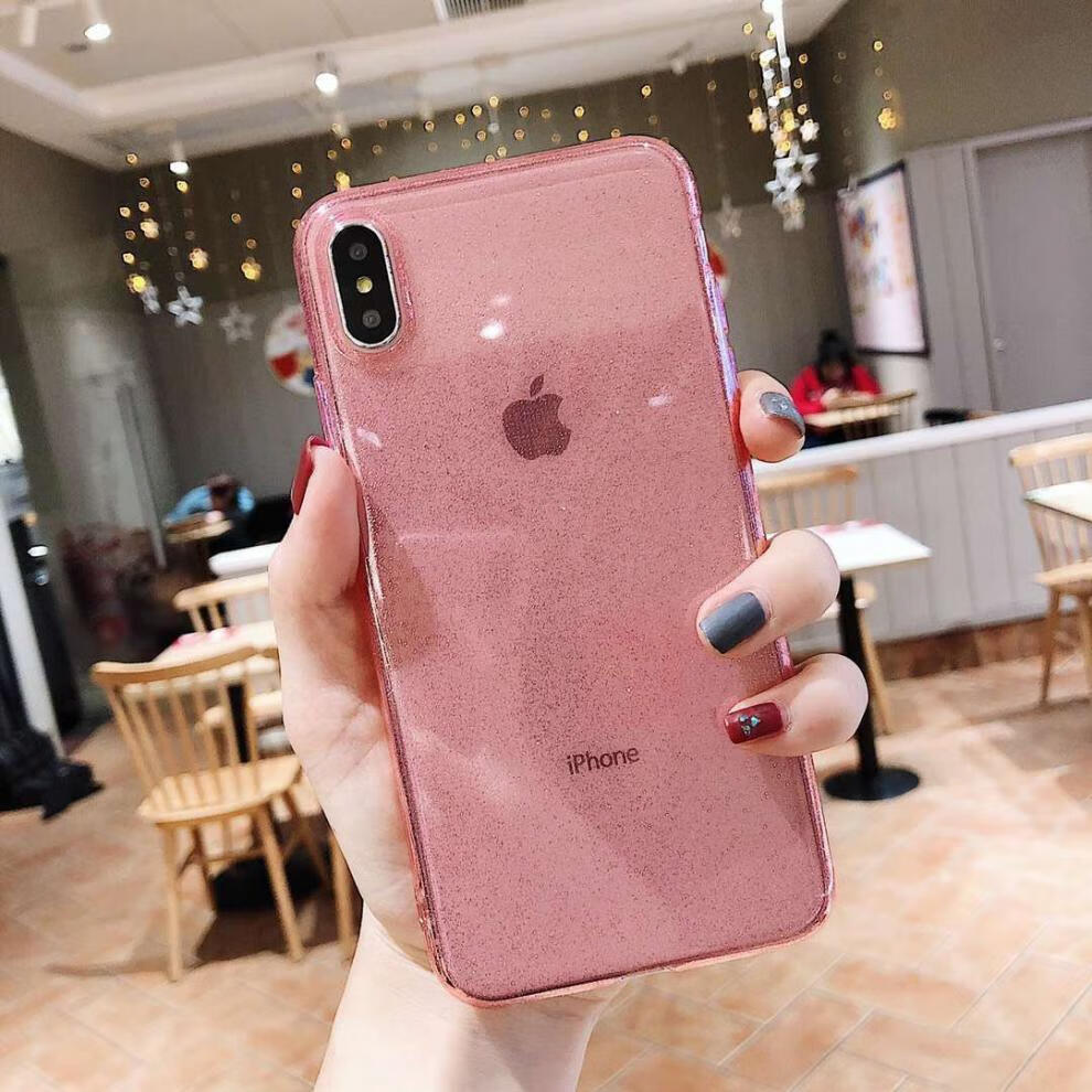 苹果x手机壳7/8plus全包防摔iphone6plus/6s硅胶软壳女xr 透粉色 送