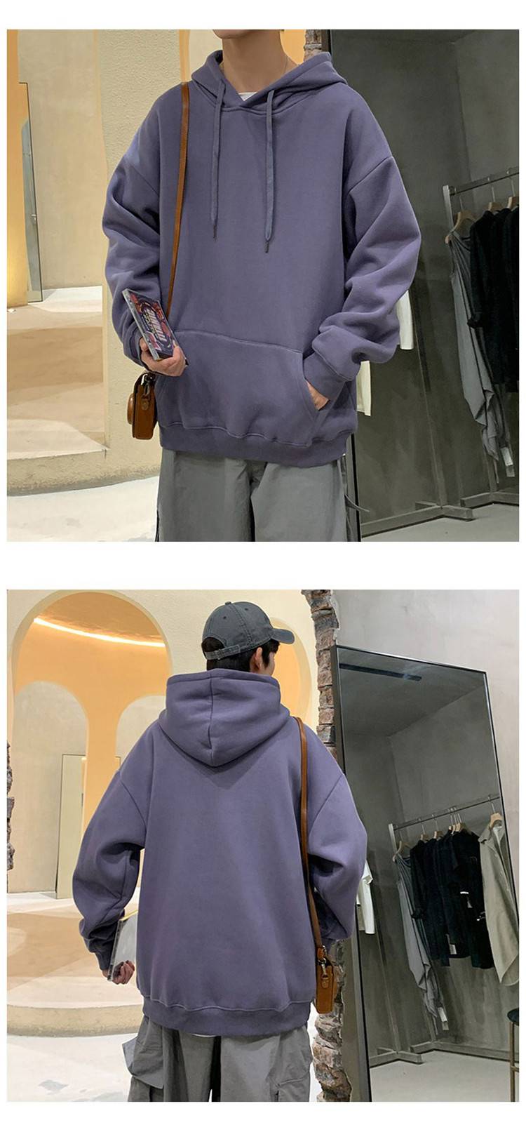 连帽卫衣男日系宽松ins基础款外套休闲情侣装外穿秋冬兜帽衫秋季男士