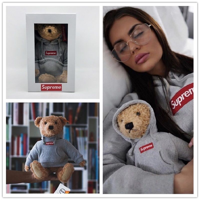 steiff泰迪熊18fwsupremexsteiffteddybear联名泰迪熊公仔穿衣supreme