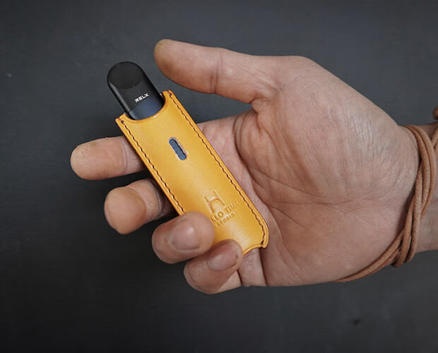 悦刻5代幻影relx五代皮套真牛皮烟杆套电子雾化器创意保护套 复古黄