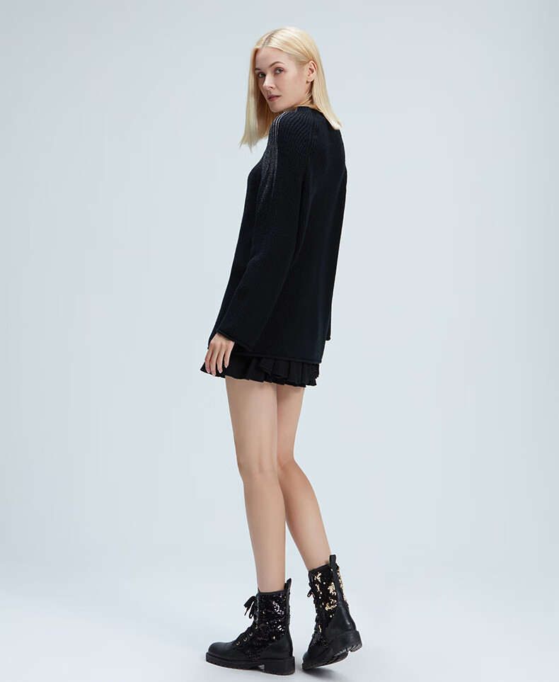 juicycouture橘滋女装新品羊毛涂层长袖针织中长毛衫女白色m