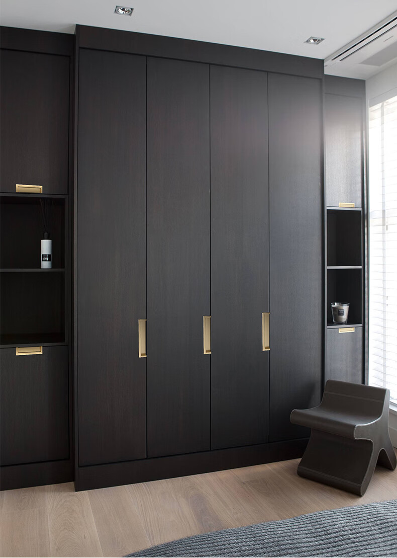 黑色暗拉手现代简约嵌入式柜门橱柜抽屉榻榻米金色开槽衣柜门把手