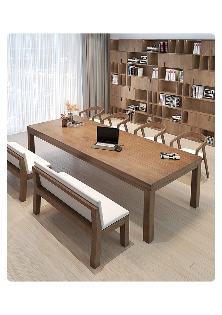 客厅长桌新款客厅大实木书桌休闲区阅读桌桌椅组合多人学习桌办公桌长