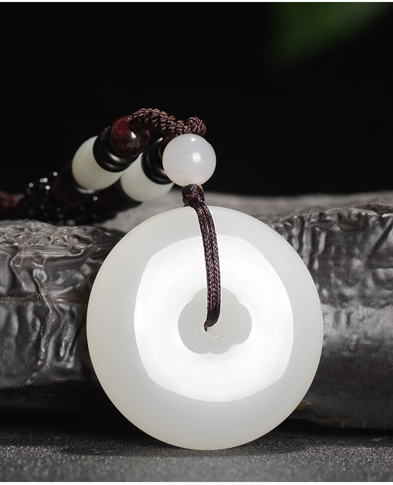 七夕礼物岚诗妮薇和田玉吊坠羊脂玉平安扣吊坠款宝宝款玉佩挂件男士