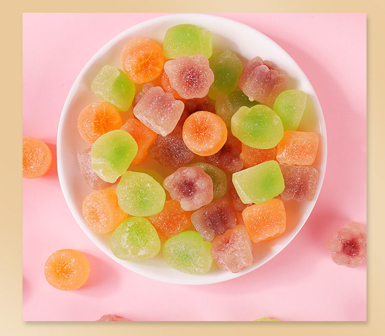 奇峰维生素c爆浆果汁软糖65g水果味夹心糖果vc儿童混合味零食罐装