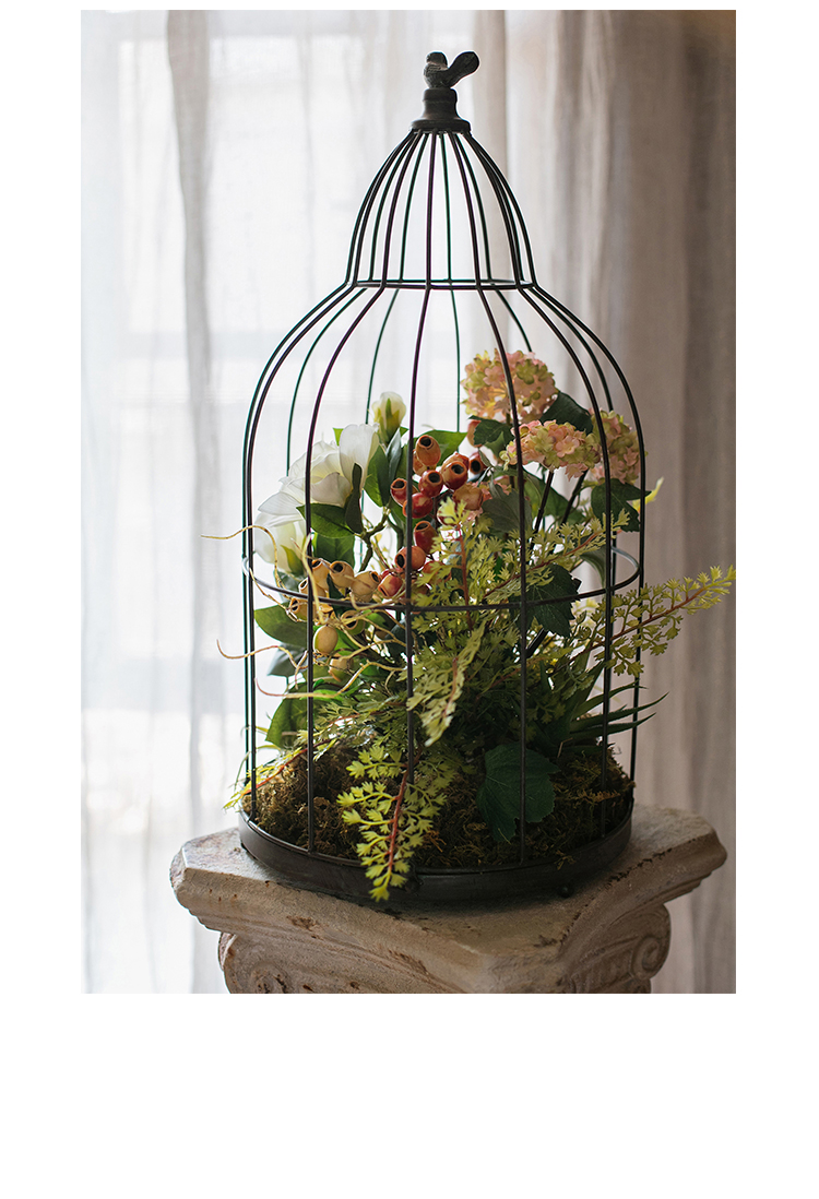 装饰鸟笼花器摆件吊篮花盆花架悬挂烛台插花橱窗婚庆铁艺装饰鸟笼大号