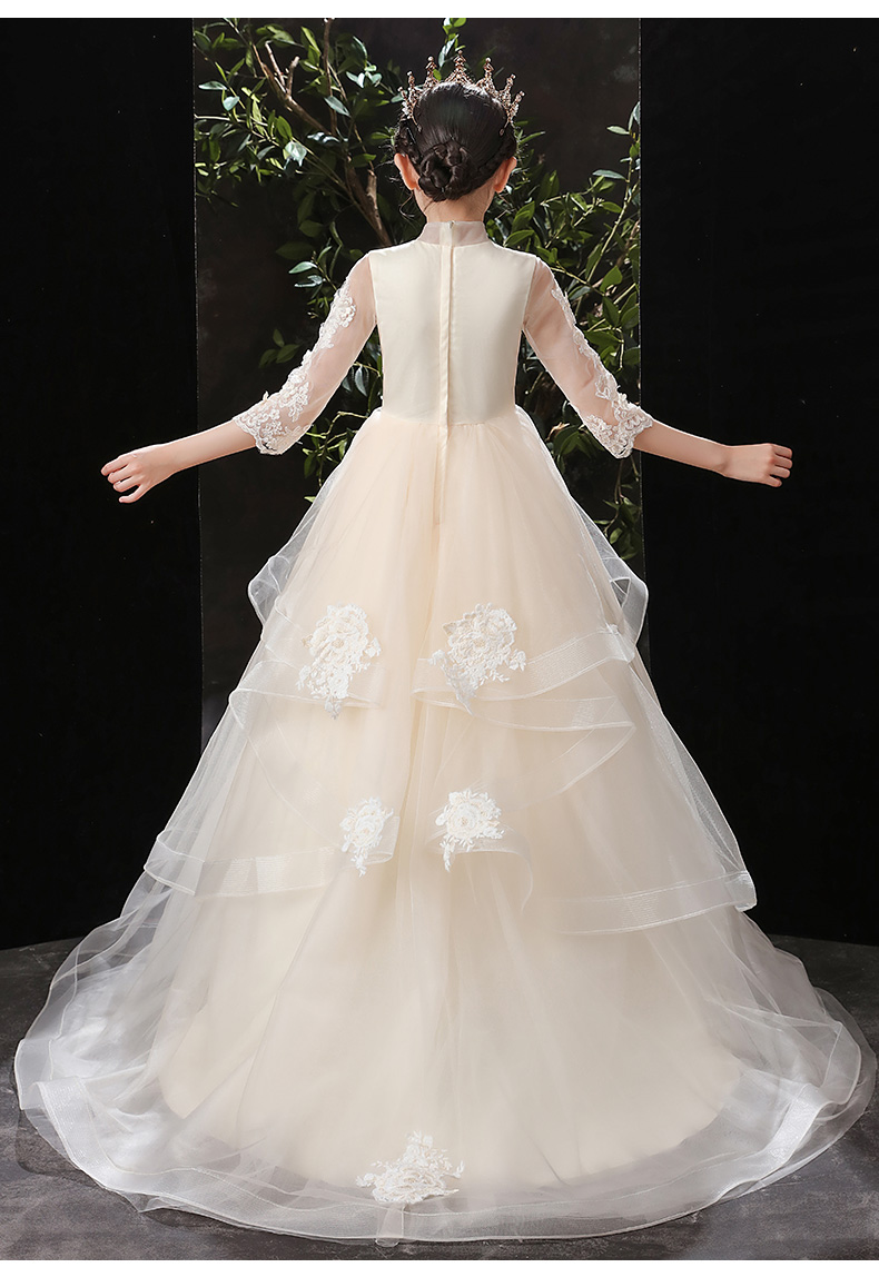 擒旗品牌高端品质童装礼服春冬季新款女童礼服拖尾蓬蓬儿童花童婚礼