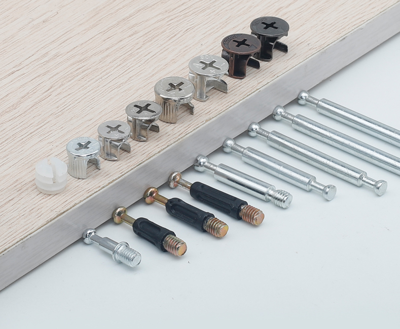 首力家具螺丝偏心轮螺母三合一扣床衣柜板连接杆双头杆白色胶粒预埋件