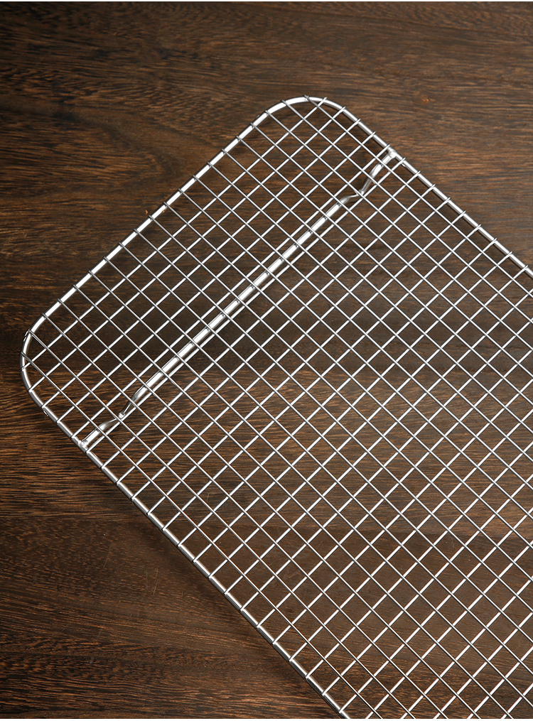 不锈钢烧烤网铁丝网格网片长方形烤网用具小格沥油网架工具圆形炉16份