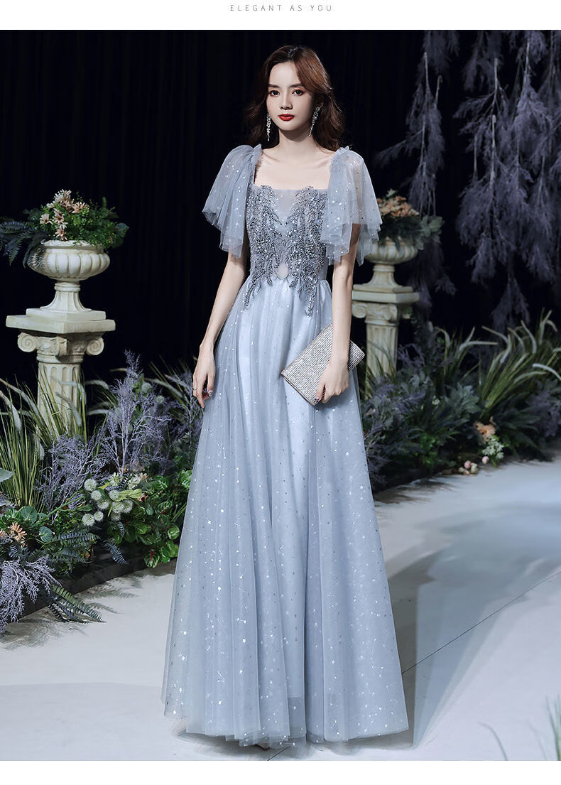 晚礼服女2021新款夏季高贵宴会名媛仙气长款轻奢高端主持连衣裙图片色