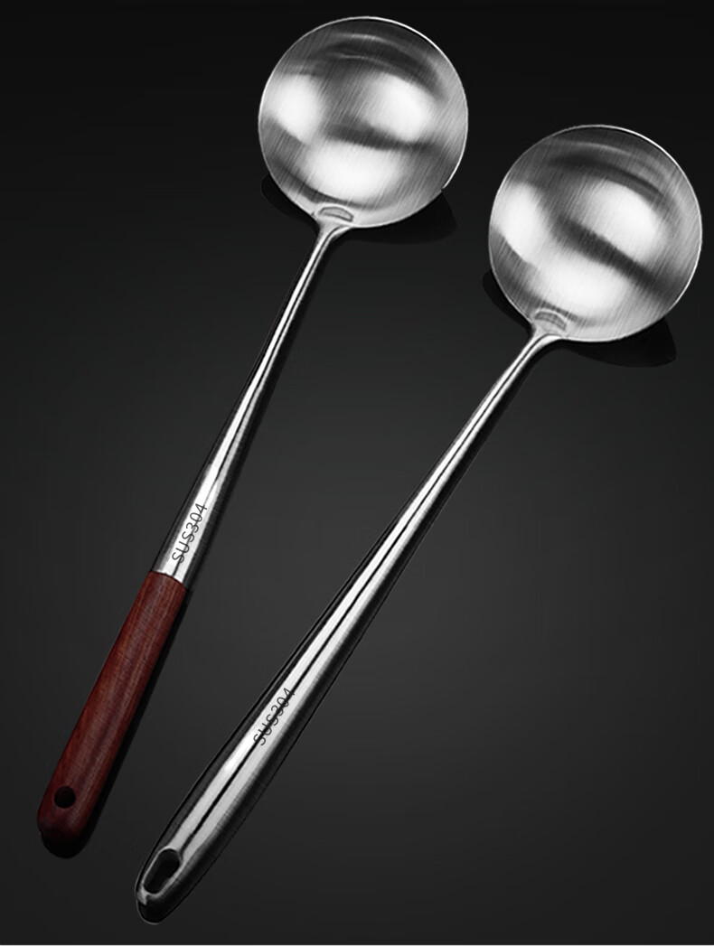 小米mi生态同款加长304不锈钢炒勺一体式木柄厨房家用盛汤勺炒菜汤勺