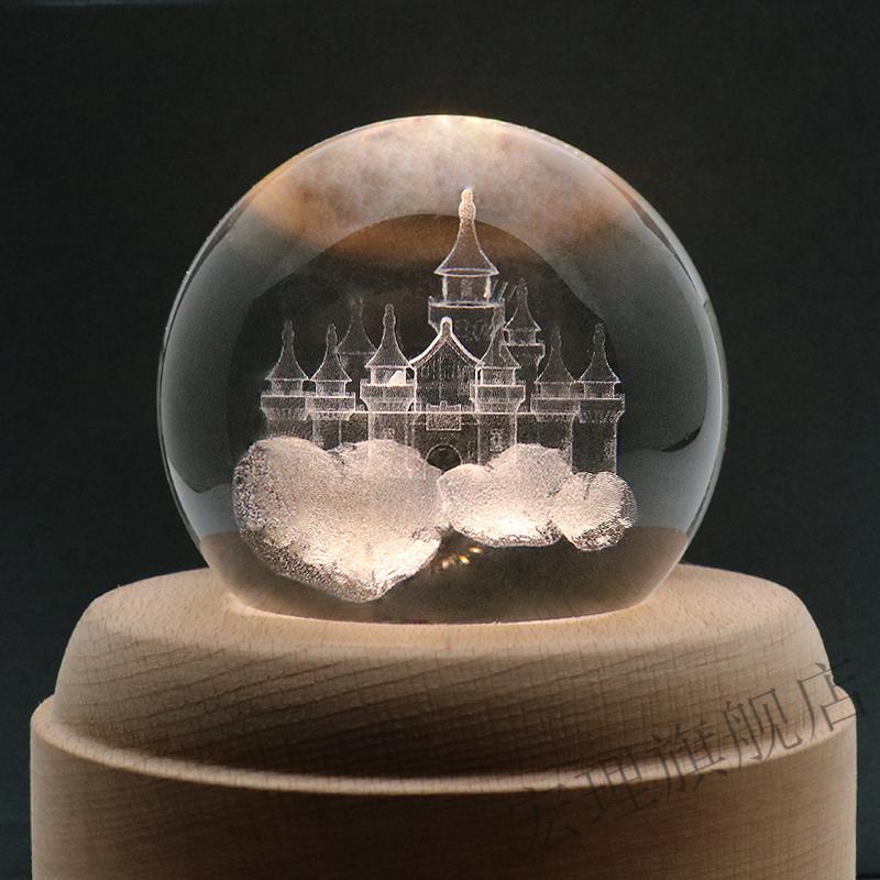 木丁丁水晶球城堡水晶球梦幻音乐盒城堡八音盒女生生日礼物送女友新年