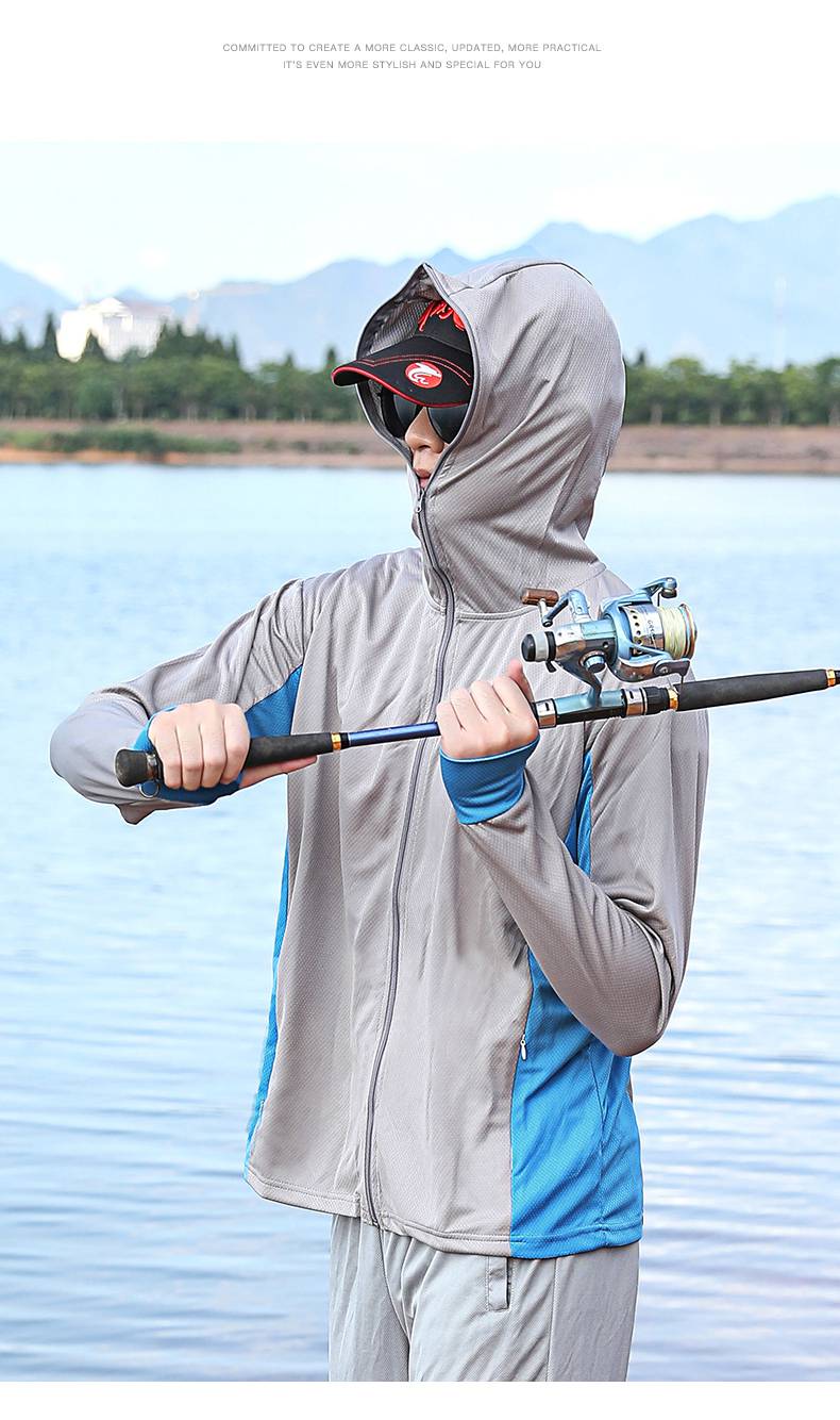 钓鱼衣服男款防雨防晒服 钓鱼防晒服男款夏户外透气冰丝速干透气虫
