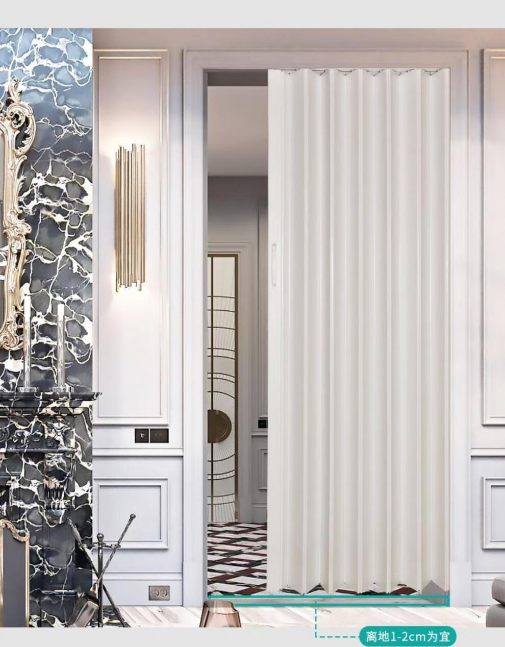 pvc折叠塑料门隔断厨房卫生间厕所简易门百叶收缩折页移门推拉门 内扣