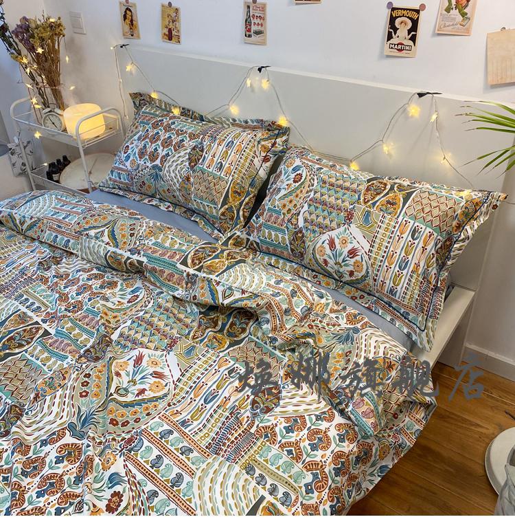 毕加索家纺四件套夏季旧城 retro 波西米亚风四件套 复古民族风斜纹