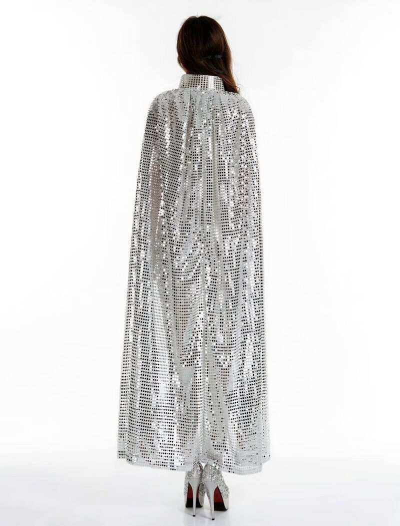 恋依小铺新品面纱女古代选美颁奖披风斗篷演出活动舞台袍子亮片披肩花