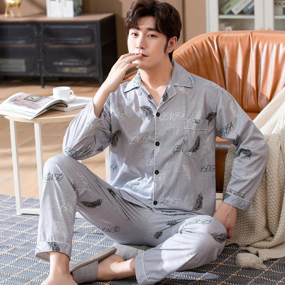 青少年睡衣男春季男生大码学生风居家服长袖棉春秋季常规大码宽松中年