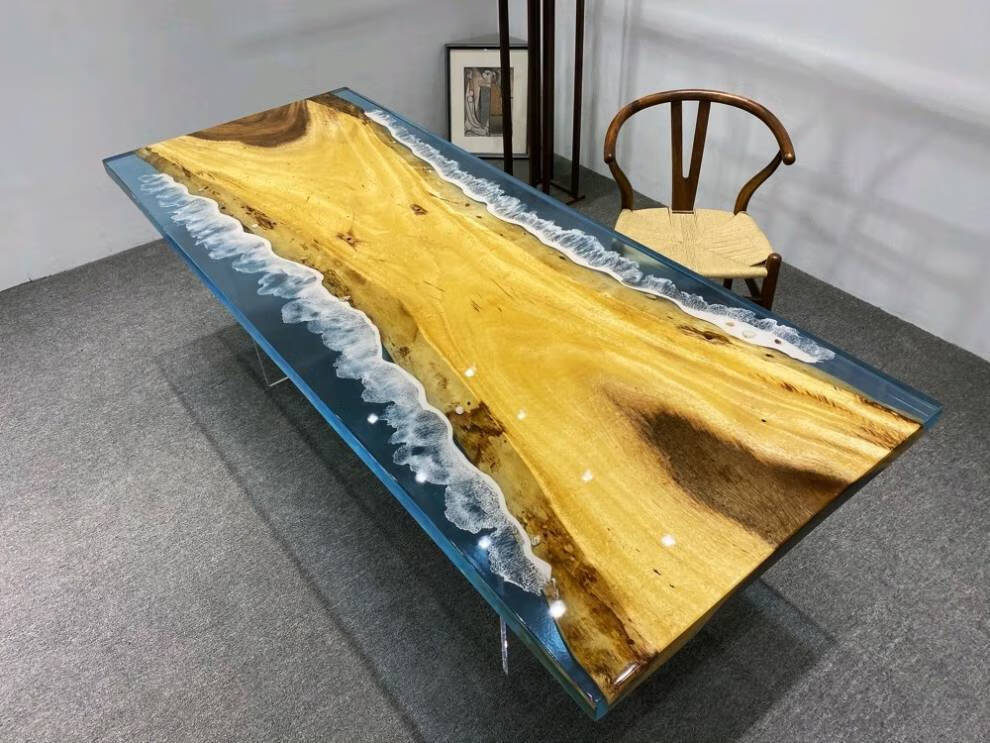 河流桌树脂环氧树脂茶台实木创意海洋河流桌家具茶几茶桌餐桌桌子办公