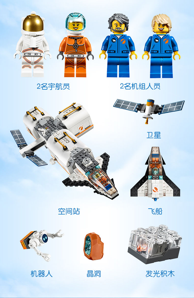 乐高lego积木城市组航天飞机太空飞船拼装积木玩具小颗粒太空飞船