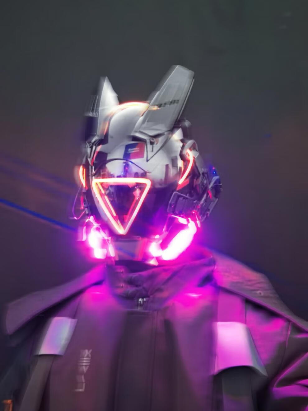赛博朋克面具发光rgb冷光灯cosplay面罩机能风科技风模板配置图抖音爆