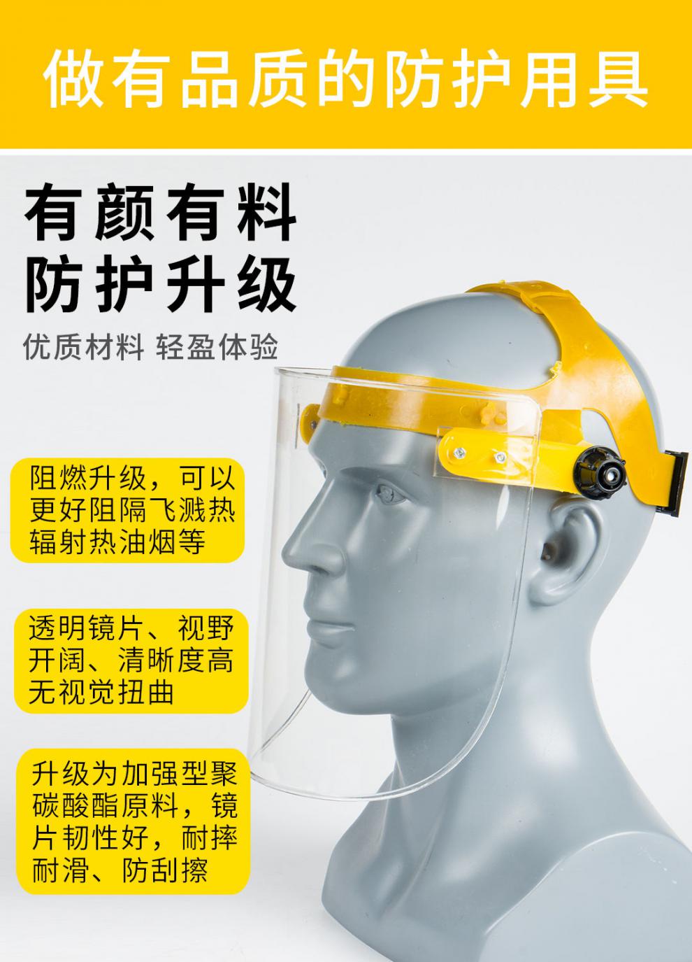 切割打磨防护面罩防飞溅防烤脸透明头戴式护脸电焊面具高清款茶色面罩