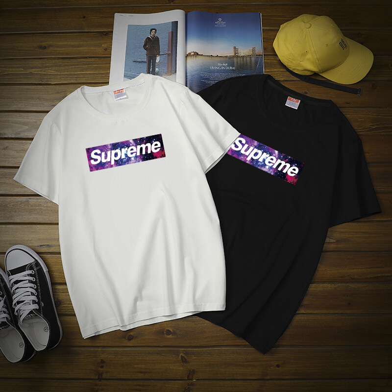 潮牌supreme联名官网旗舰美式短袖t恤男女夏季休闲半袖情侣体恤圆领