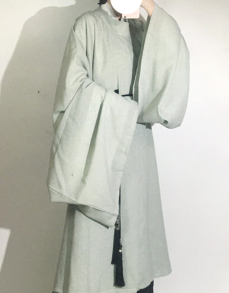 圆领袍宋制汉服男鸟鸣涧色宽袖纯色36袍仿麻观云古风道袍古装戏服