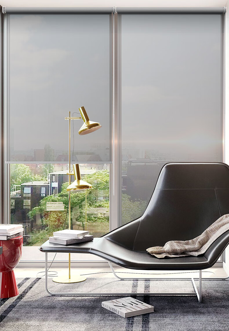 昂阳光面料办公室卷帘窗帘半透防火阻燃银行酒店写字楼拉帘免打孔半