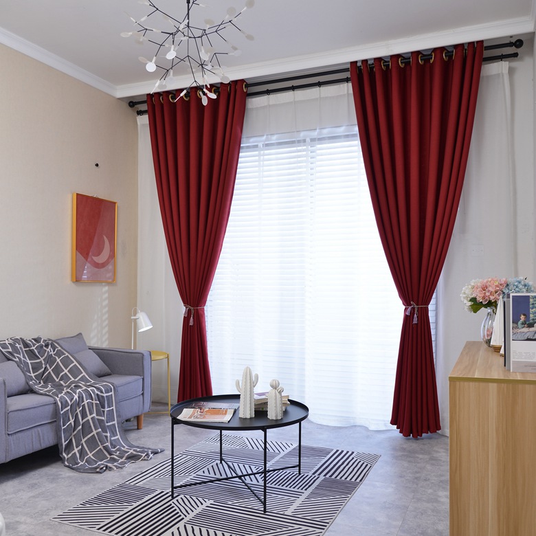 2022新年好物客厅中国红窗帘结婚礼房间喜庆典大红色窗帘成品卧室遮光