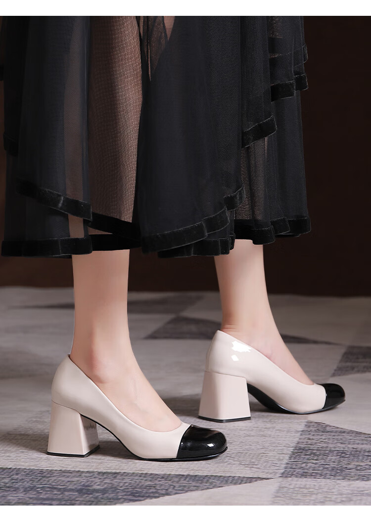 大码女鞋4043宽胖脚高跟鞋胖脚宽脚面高粗跟百搭圆头小码女313233白色