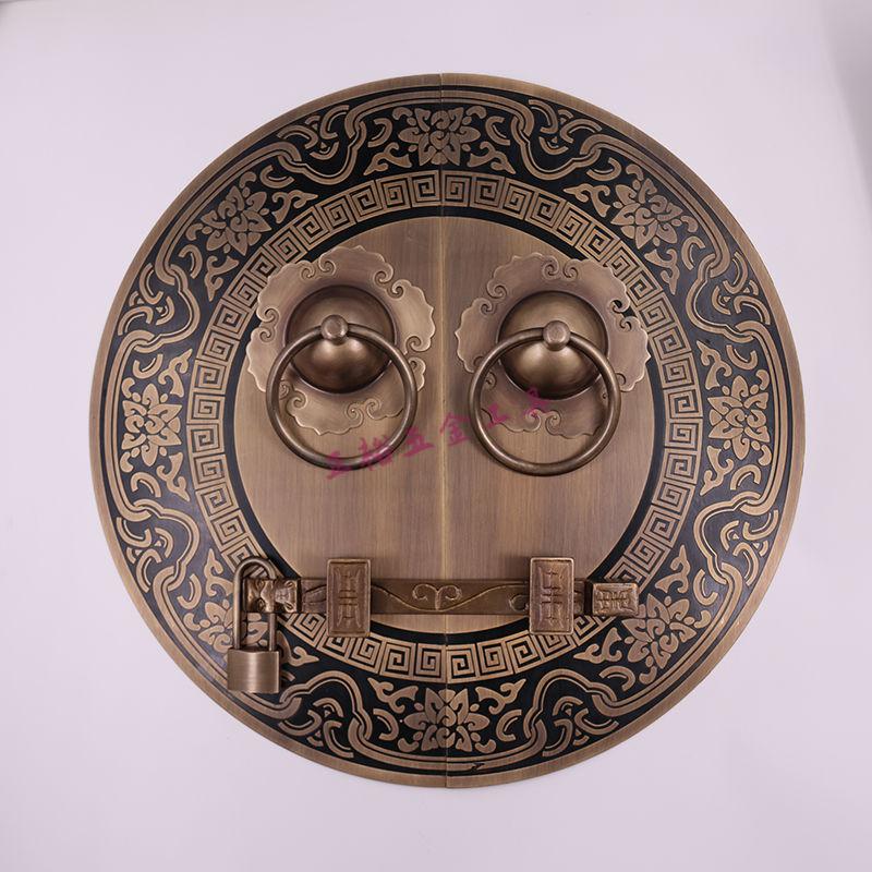 仿古铜大门铜拉手门环中式木门锁别墅门把手兽头虎头麒麟拉环左一仁a