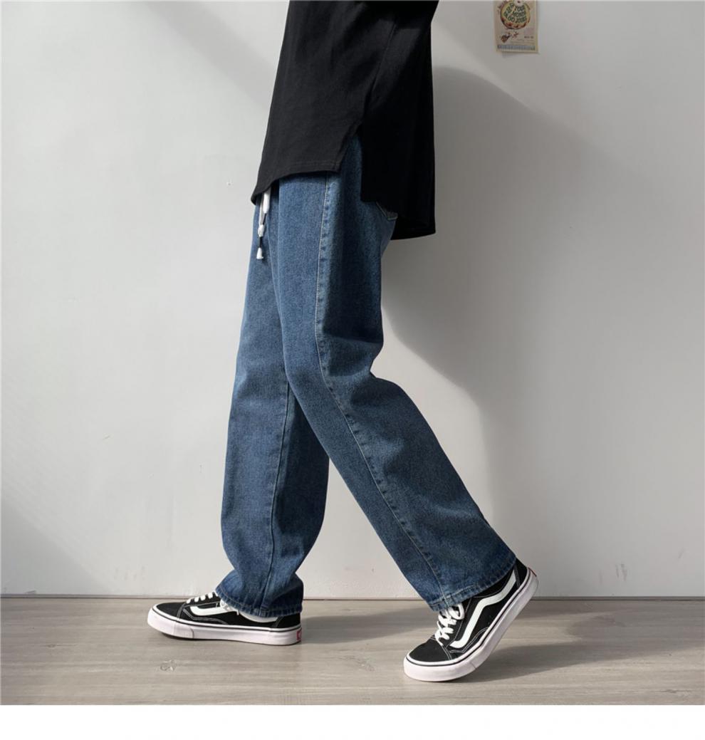 hkcz新品春夏牛仔裤宽松中学生男阔腿裤直筒季长裤子复古色拖地男坠感