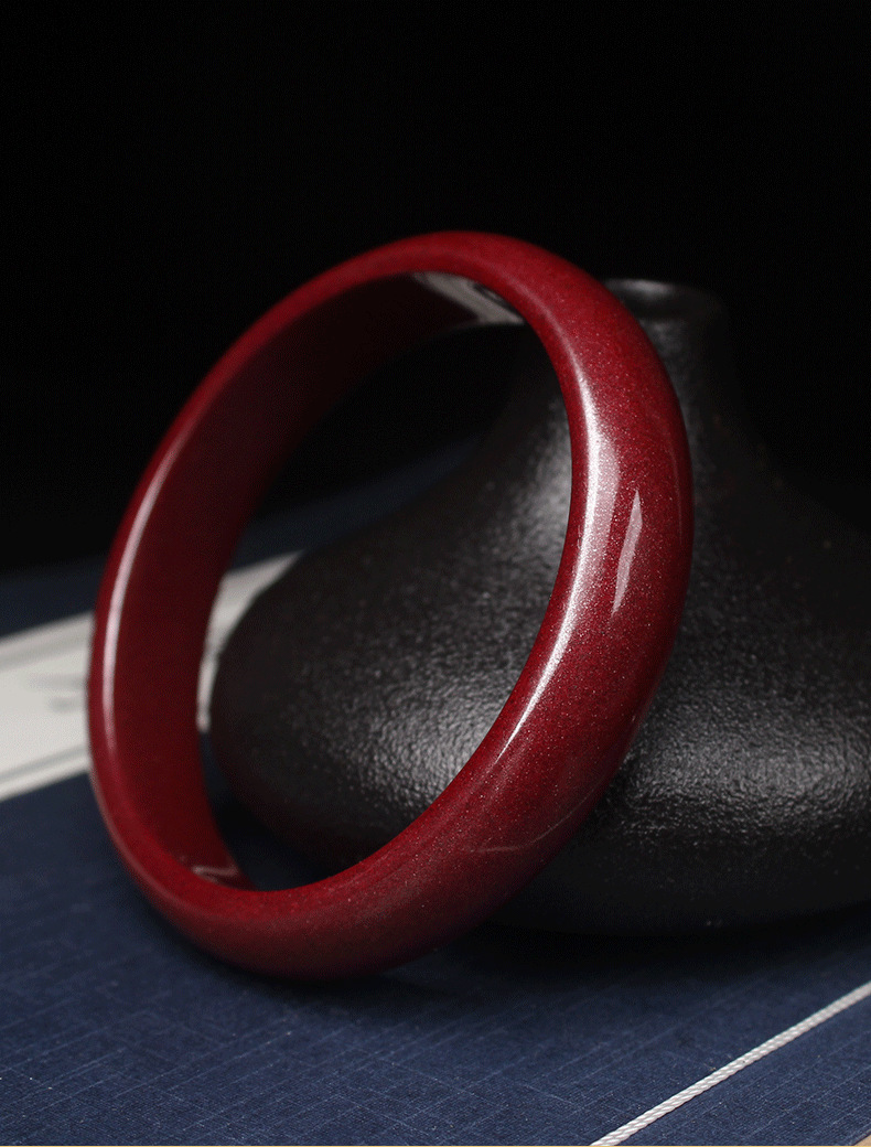 曲壳(quke) 原矿朱砂手镯高含量紫金砂本命年转运心经手镯民族风玉女