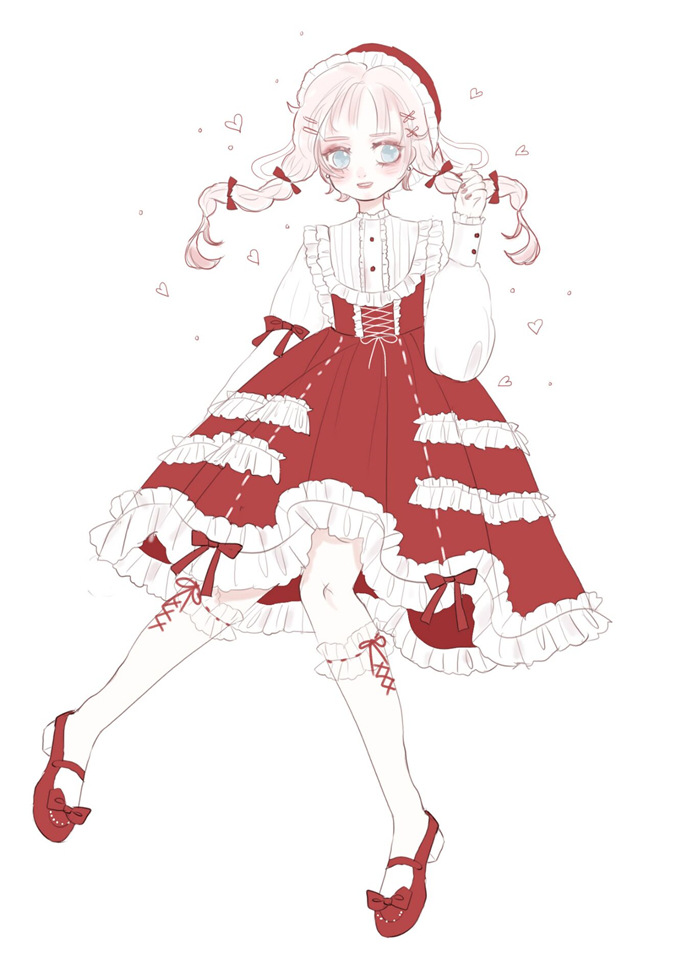 仙女家lolita泡芙古典娃娃op日常洛丽塔玩偶lo甜心裙子贩卖机 酒红色