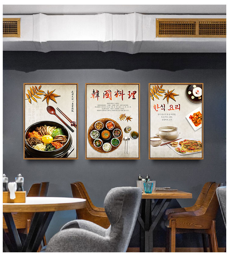 裴佳韩式料理挂画韩国烤肉店餐厅朝鲜族美食餐馆卡通风格馆装饰画韩风