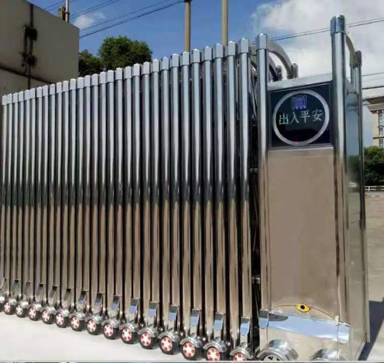 304不锈钢伸缩门电动大门学校电动门家用庭院门铝合金自动封板门 22.