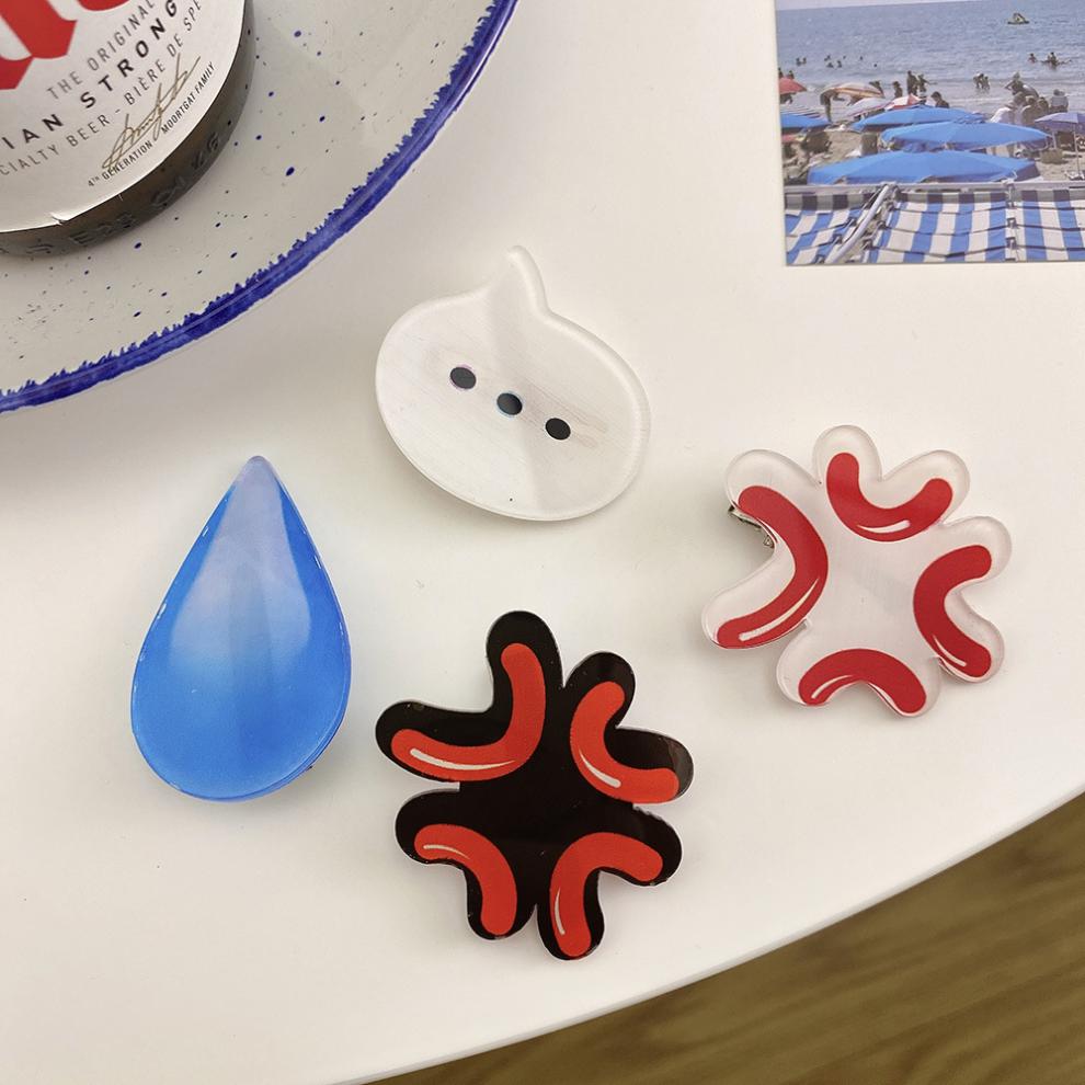 表情包发卡 水滴发夹汗滴无语发卡流汗夹表情包刘海头饰网红发饰 感叹