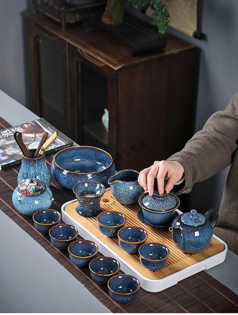 八马茶具 八马茶具套装 八马茶具玻璃八马轻奢盖碗建盏窑变茶杯陶瓷