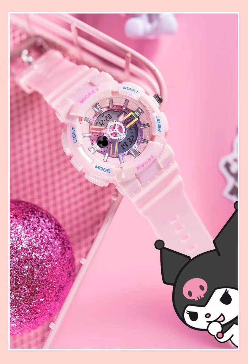 迪士尼(disney)联名手表学生初高中女防水独角兽渐变幻彩运动少女生