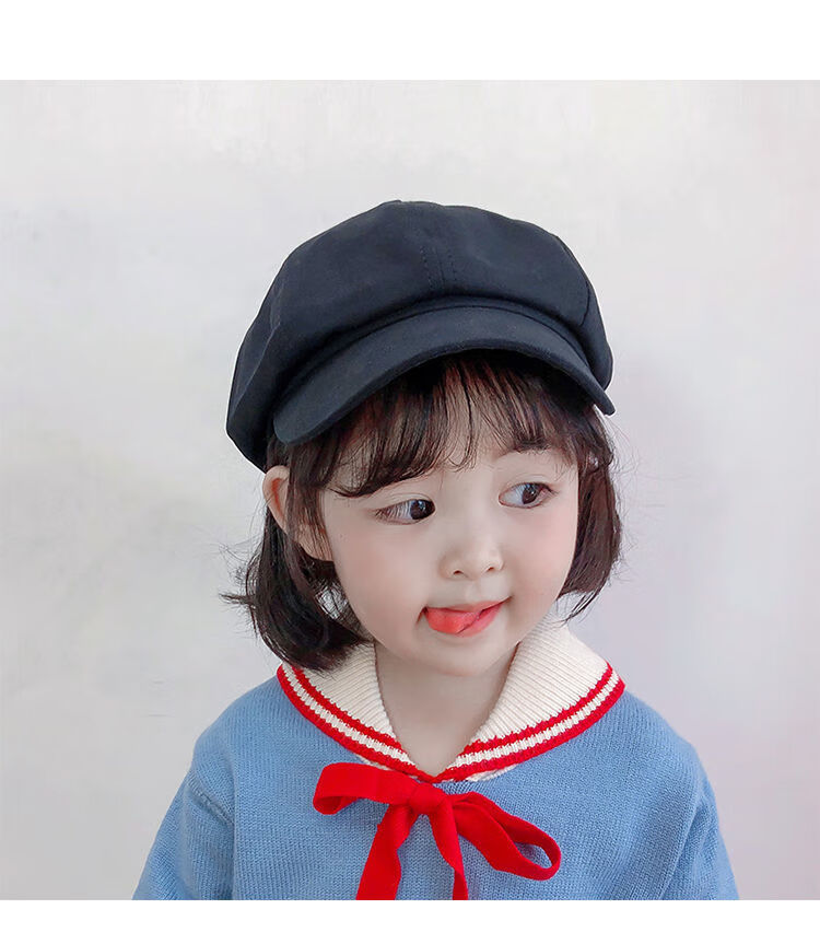 八角帽儿童贝雷帽秋季女童时尚英伦百搭帽子宝宝韩版八角帽鸭舌报童帽