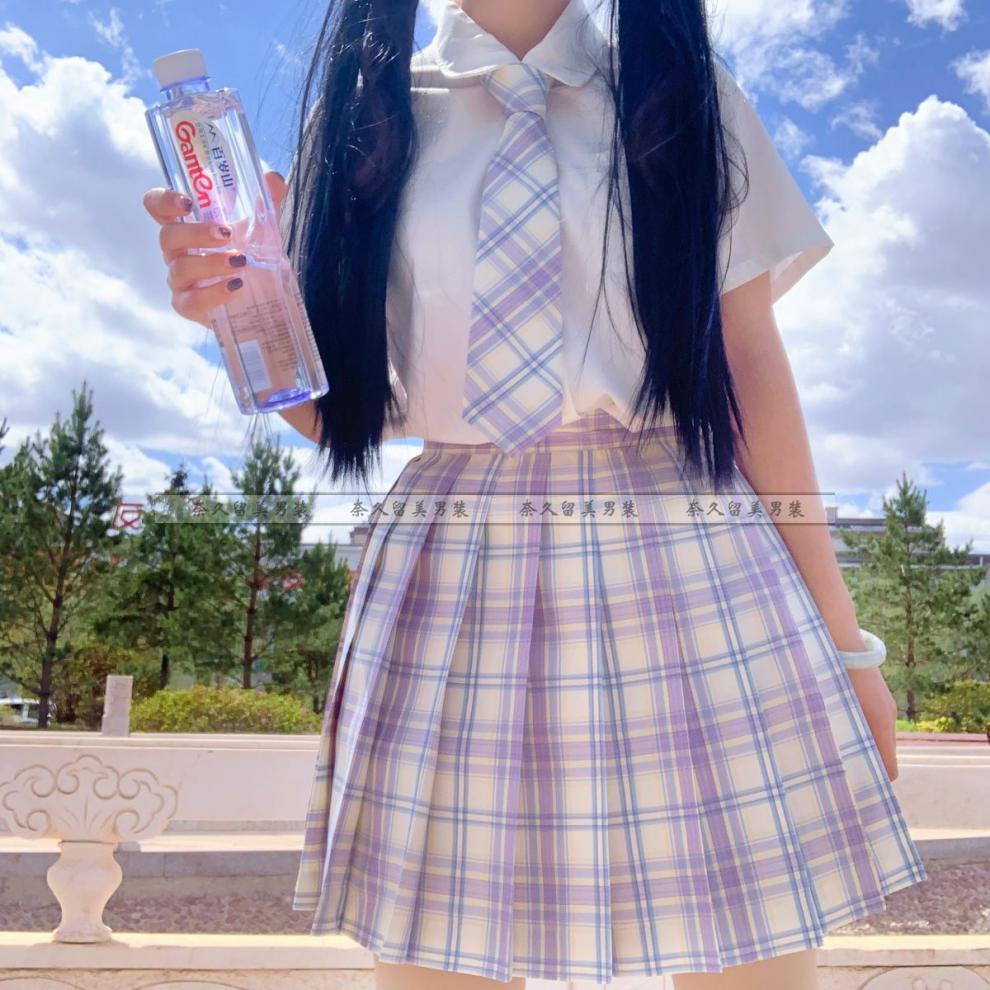 奈久留美星野兔缝缝日系正统jk制服软妹萌款高腰学院风学生百褶裙格裙
