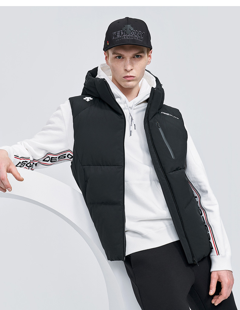 descente迪桑特training男子羽绒马夹d1431tdv54黑色2xl185104a