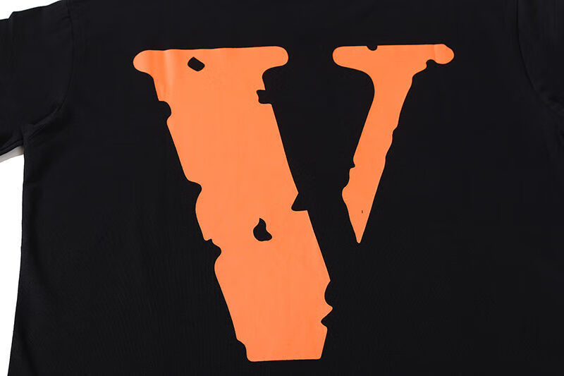 vlone同款lifefriends陈冠希同款短袖黑橙大v潮牌嘻哈