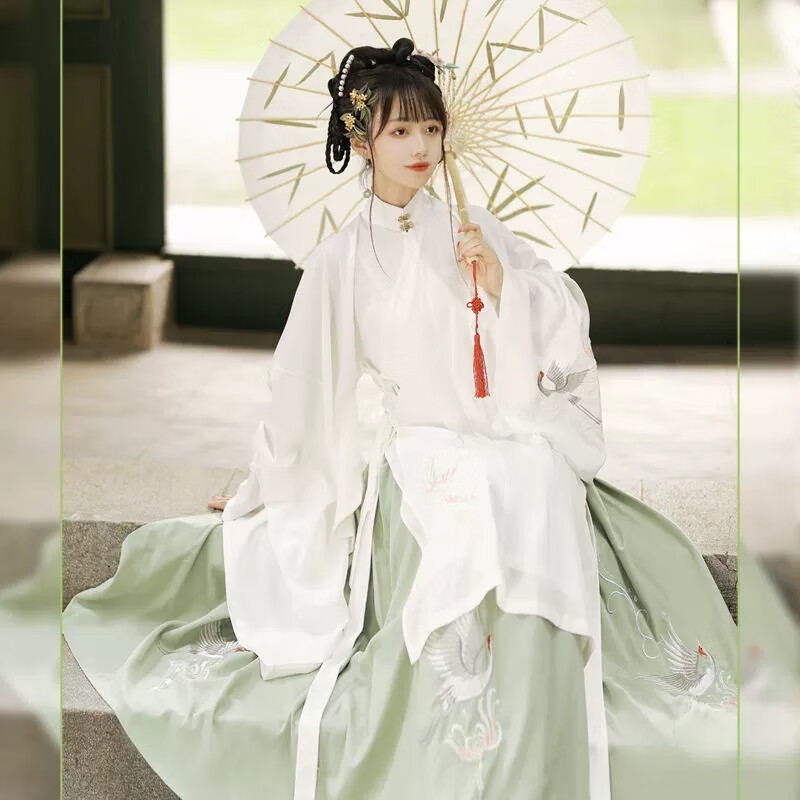 大码汉服明制胖妹妹女胖mm立领对襟长衫古风日常云肩夏季全套200斤