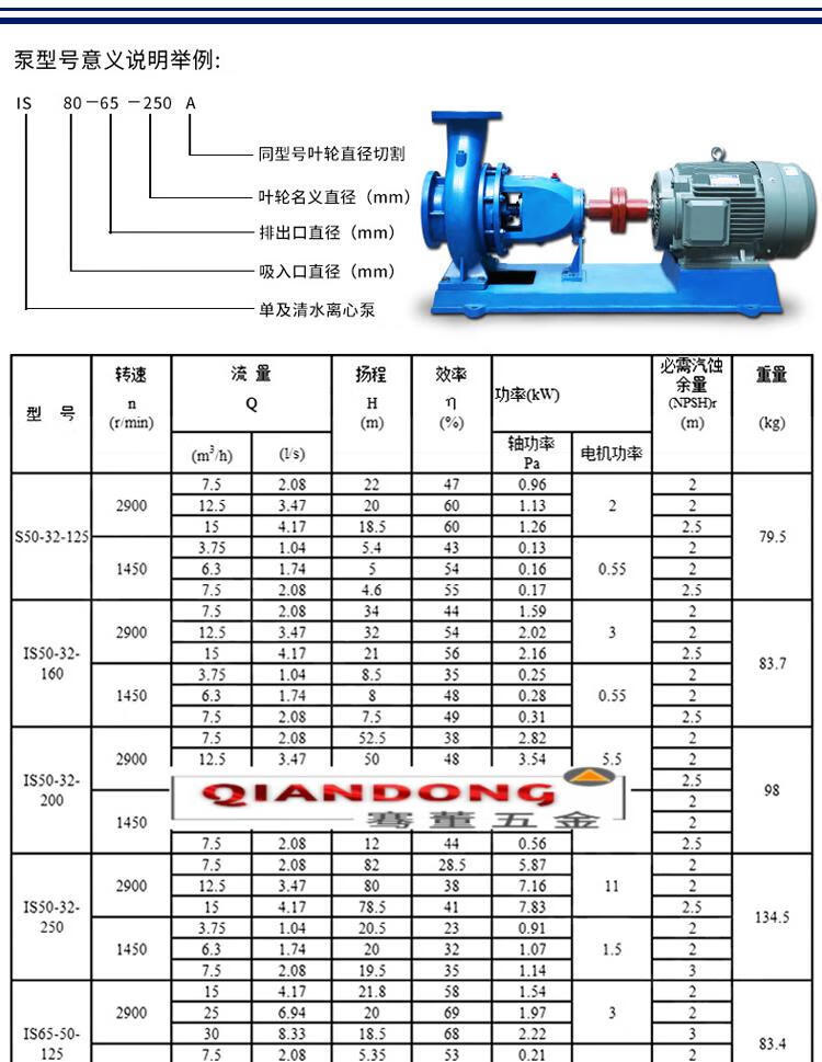 is清水离心泵卧式抽水泵大流量农田灌溉泵单级单吸增压水泵头is100